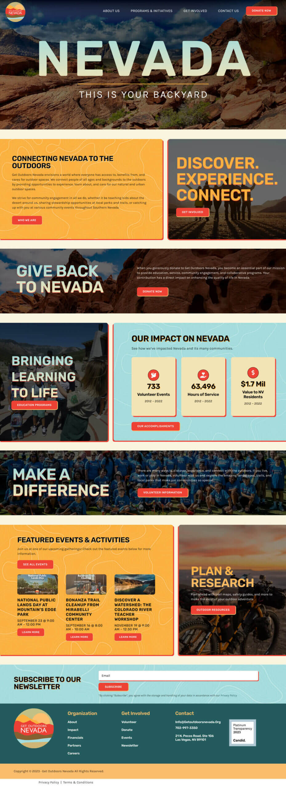 Get Outdoors Nevada website full-page screenshot