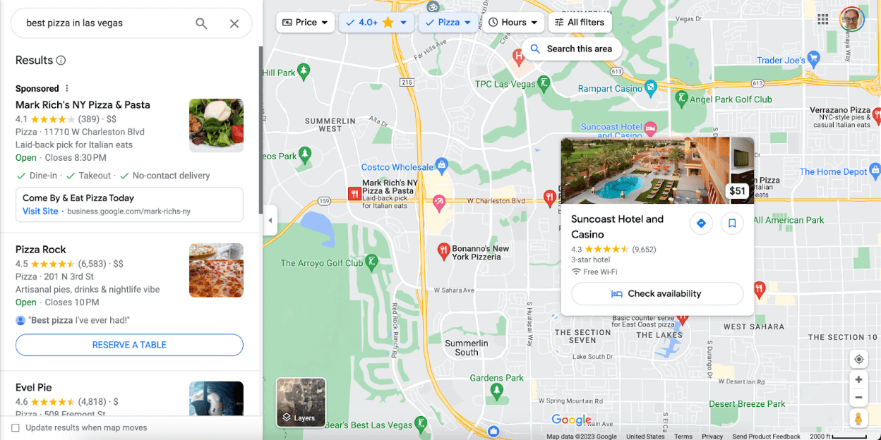 google business profile listings in maps view