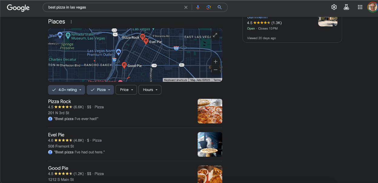 google business profile map pack in search