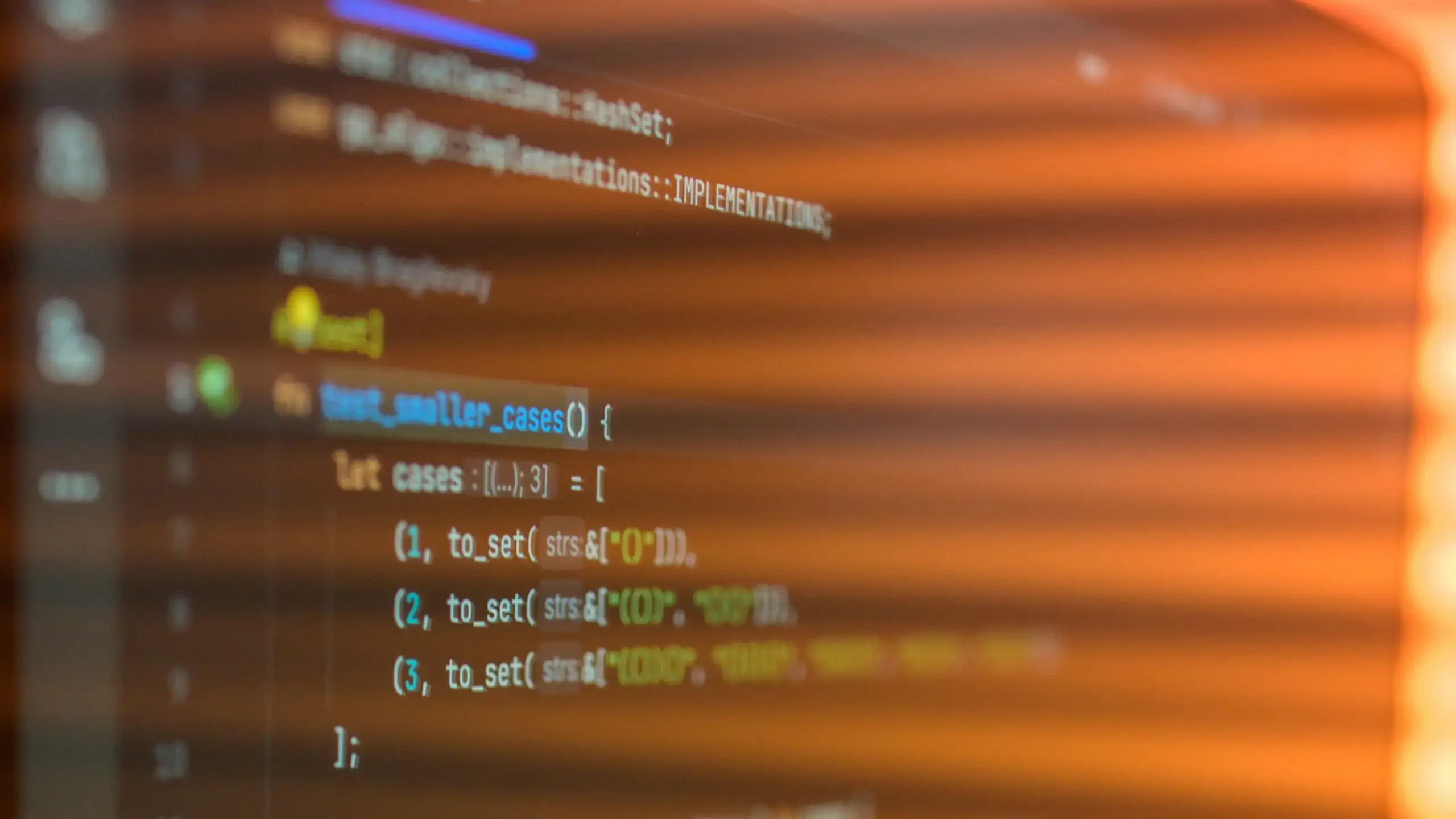 Code on a monitor